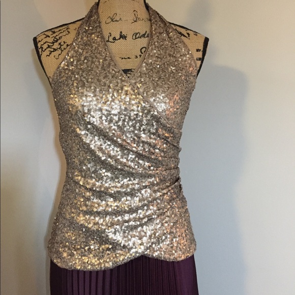 bebe Tops - Like New Be-Be Rose Gold Sequin Top